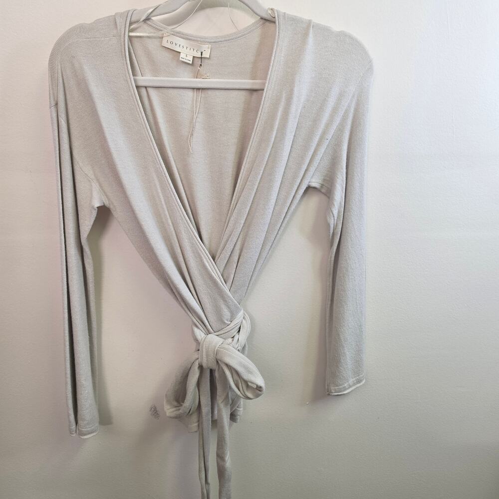 Cream Sweater Size S NWT | Wrap Crossover Tie Waist | Lovestitch